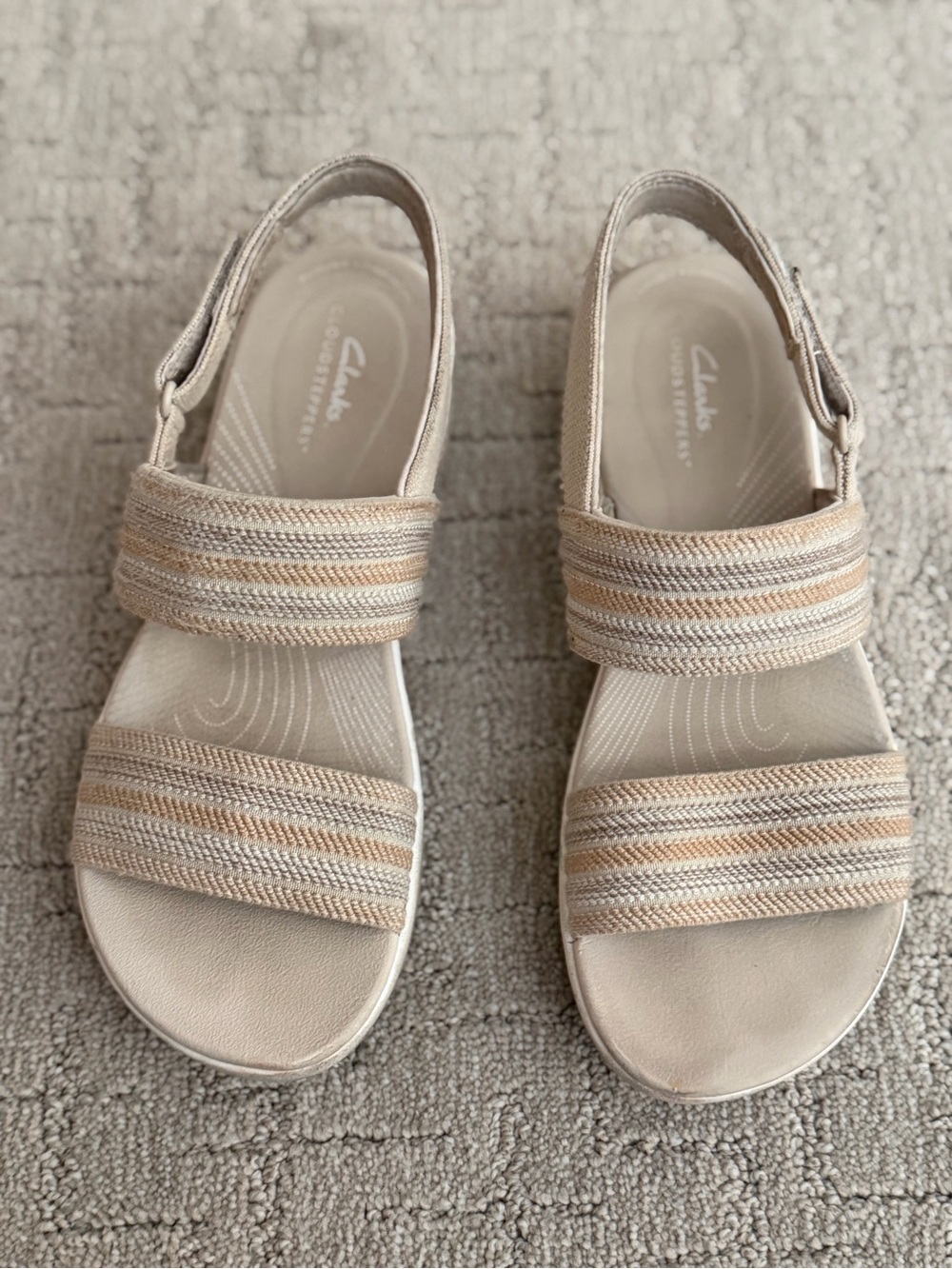 Clarks Neutral Striped Slingback Sandals